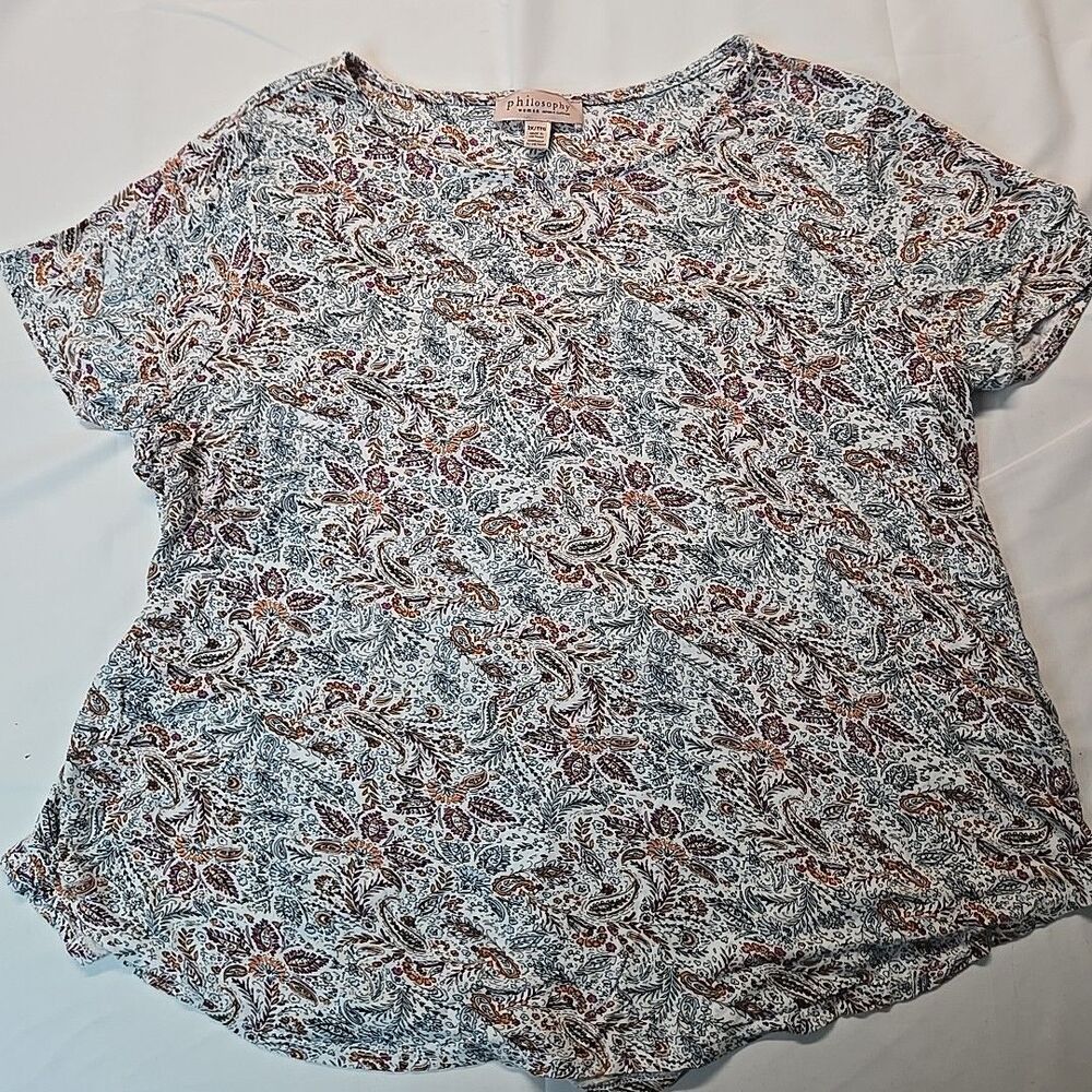 Philosophy Plus Size Top Womens Paisley Blouse 2x Boho Floral Print Gardencore